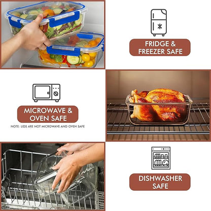 Razab 4 Pcs 1860ml / 63 Oz Large Glass Food Storage Containers