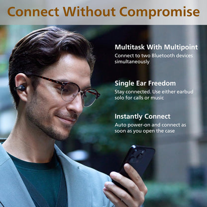 JVC Nearphones Open Ear True Wireless Headphones - Open Ear Earbuds - Bluetooth 5.3-24H Playback - IPX4 Water Resistant - Built-in Mic - Awareness & Comfort - Ear Clip Earbuds - HANP1TA
