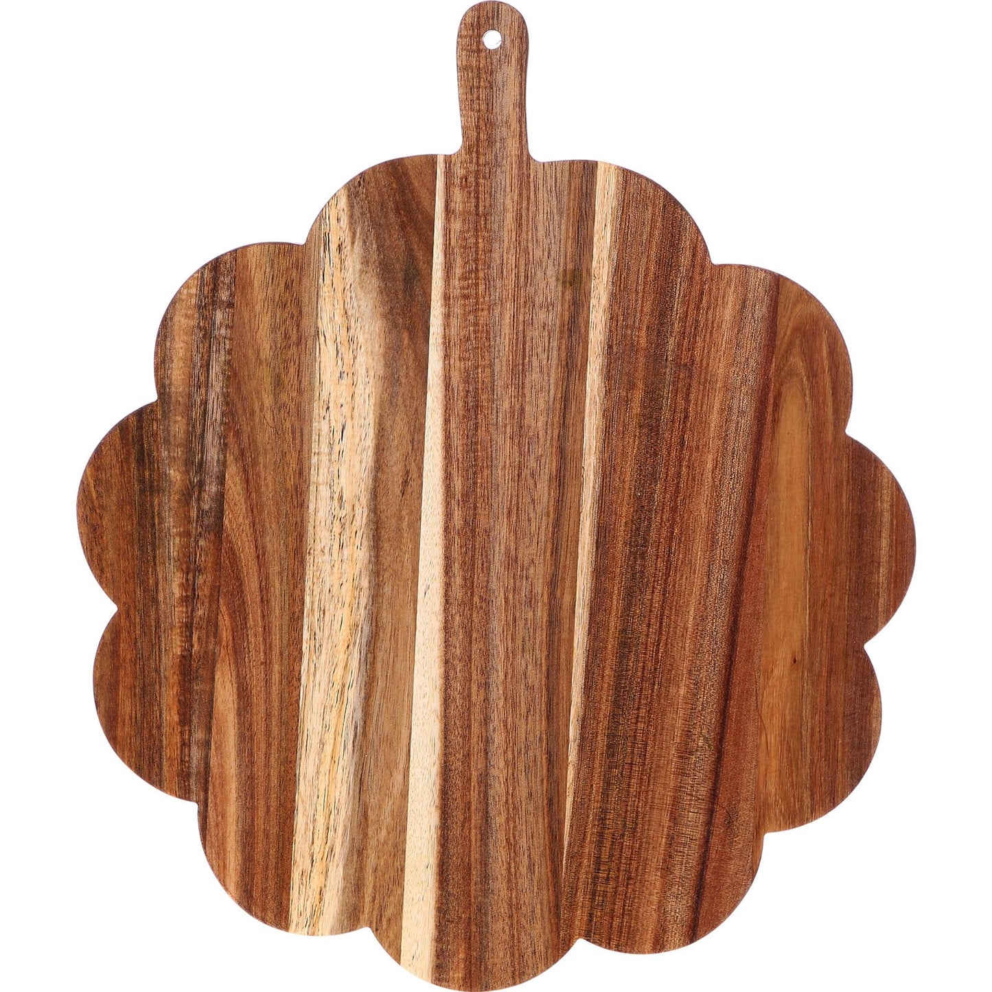 Havawish Scalloped Acacia Wood Boards Wooden Cutting Board for Bread Meat Cutting Boards Fruit Cheese Serving Butcher Block Supplies 11.81 x 11.81 x 0.63 Inches