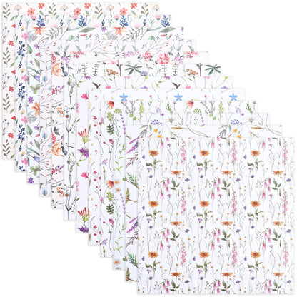 24 Sheets Floral Scrapbook Paper, Double Sided Patterned Scrapbook Paper, Wildflower Decorative Cardstock for DIY Crafts, Card Making, Photo Album, Junk Journal（12 x 12 Inch)