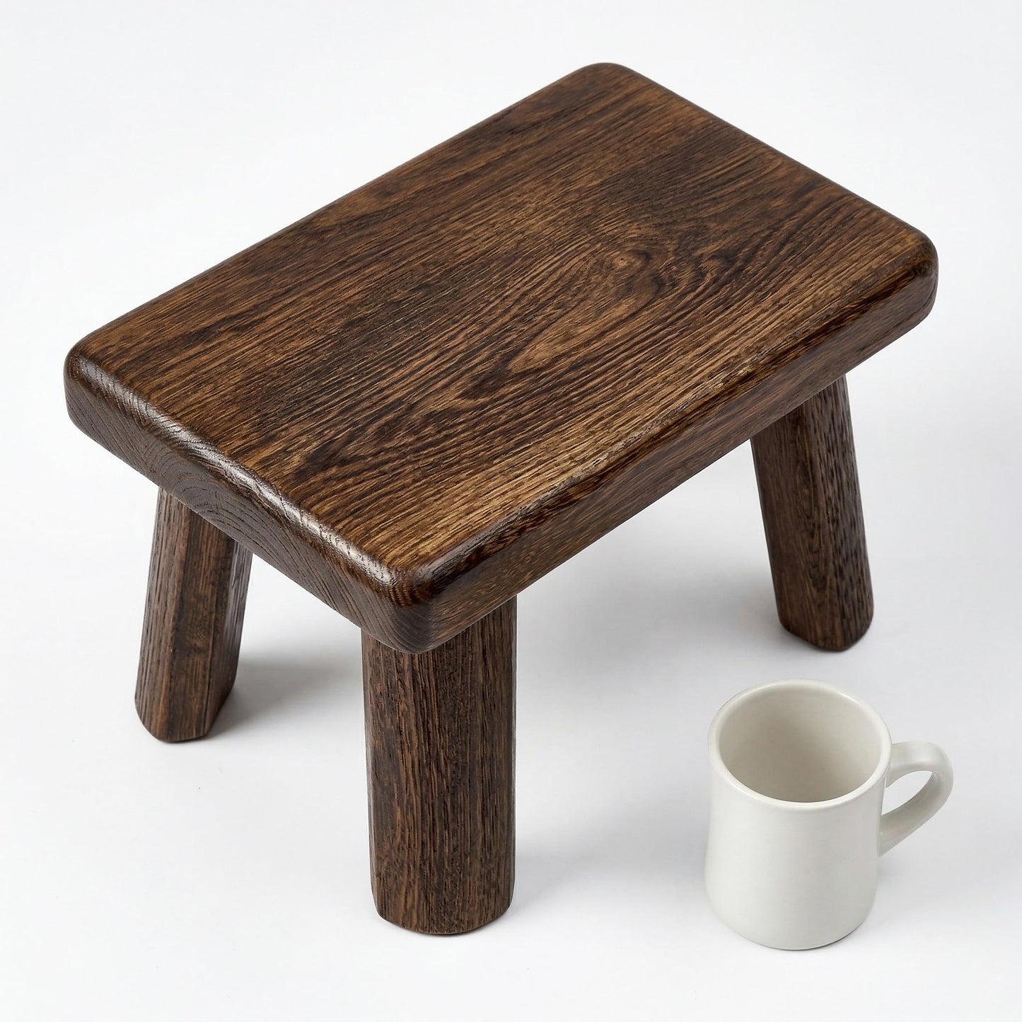 TXJCNONE Solid Wood Step Stool for Kids & Adults, Natural Wood, Multi-Use Wooden Stool, Farmhouse Industrial Style (14.2"x10.2"x7.1")