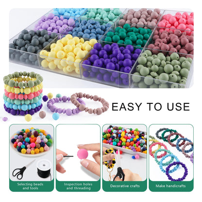 Kovict 200Pcs Mixed 12mm 15mm Silicone Beads for Keychain Making, 12mm Lentil Silicone Beads for Pens Bracelet Necklace DIY Crafts(Rose Brown)