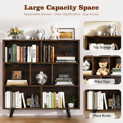 Shintenchi Cube Storage Organizer, 3 Tier Mid-Century Bookcase with Legs Cubeicals Retro Wood Organizer Storage Bookcase, Freestanding Open Book Shelves for Bedroom,Living Room,Office(Brown)