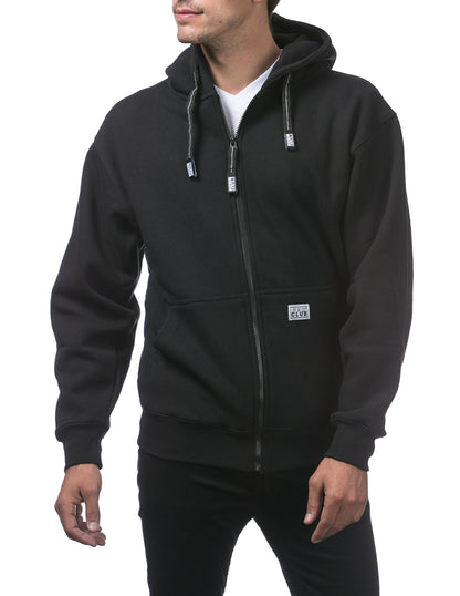 Pro Club Men's Heavyweight Full Zip Fleece Hoodie, Black, Large