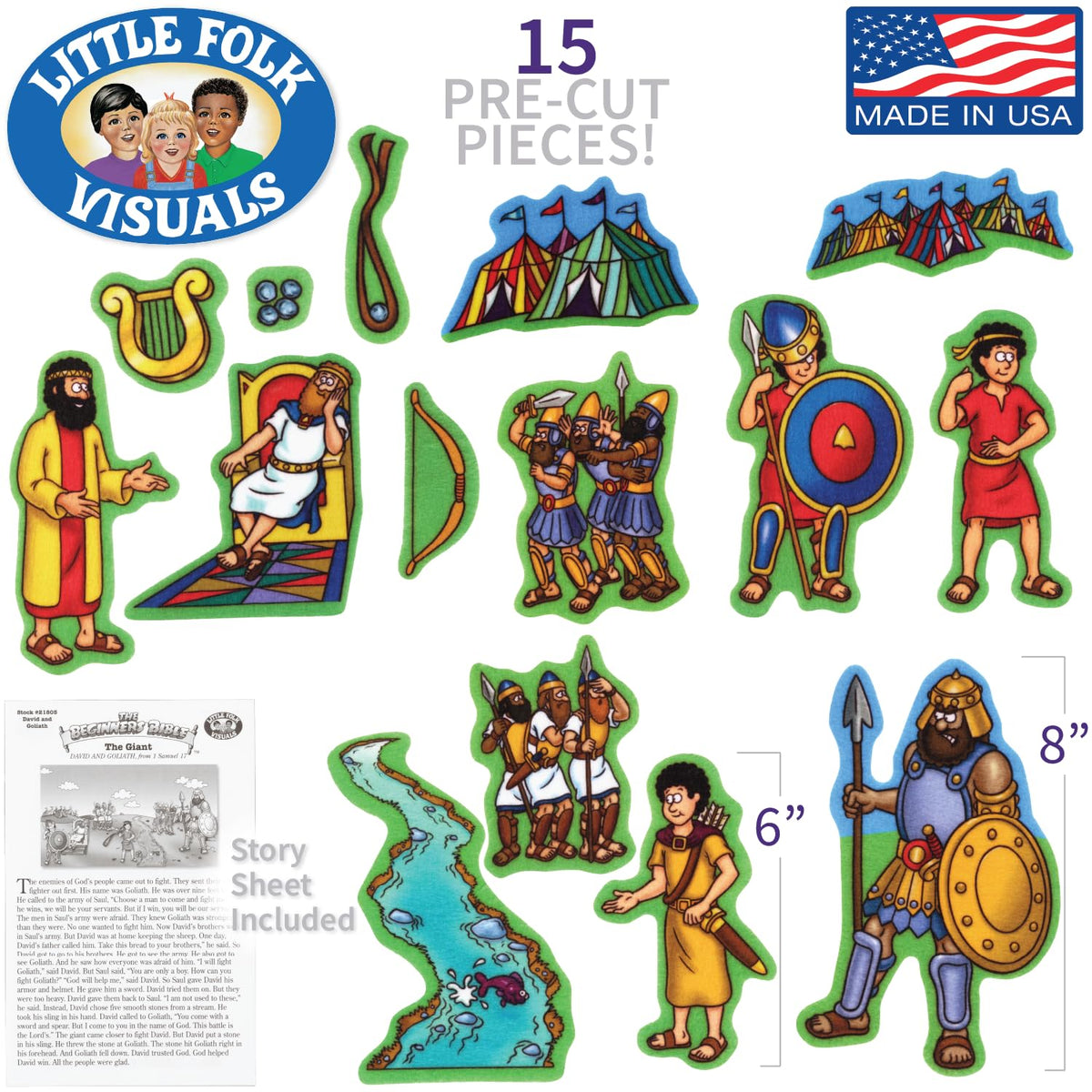 Little Folk Visuals Beginners Bible: David Precut Felt Pieces, 15 Pieces Set