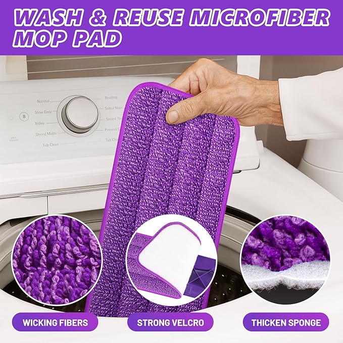 HOMTOYOU Spray Mops for Floor Cleaning: Wet Mop for Hardwood Tile Wood Laminate