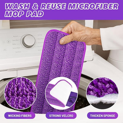 HOMTOYOU Spray Mops for Floor Cleaning: Wet Mop for Hardwood Tile Wood Laminate