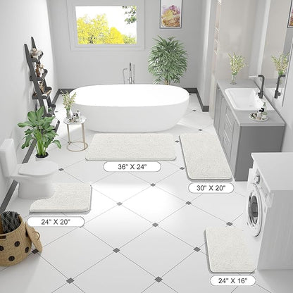 OLANLY Large Bathroom Rugs 40x24, Extra Soft Absorbent Chenille Bath Rugs, Rubber Backing Quick Dry, Machine Washable Bath Mats for Bathroom Floor, Tub and Shower, Home Decor Accessories, Ivory