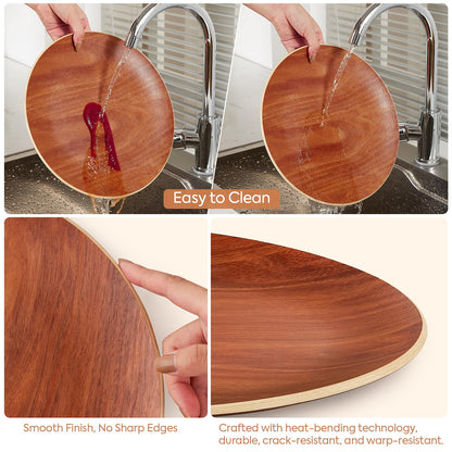 Yangbaga Acacia Wood Serving Tray,Round Decorative Tray for Living Room,Modern Coffee Table Tray,Serving Platters for Home Decor,Ottoman,Bed,Kitchen,Bathroom, Breakfast,Bar
