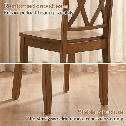 DUHOME Wood Dining Chairs Set of 4, Farmhouse Cross Back Solid Wood Kitchen Chairs, Vintage Walnut Finished Armless Dining Chairs for Home Kitchen, Breakfast Nook, Dining Room and Bistro