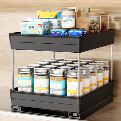 Nieifi Spice Organization for Cabinet-Vertical Spice Rack Pull Out-Spice Rack Organizer for Cabinet-4-1/3 inch Wide-Seasoning Kitchen Organizer-4.3" W x 10.6" D x 8.7" H-2 Pack-2 Tier