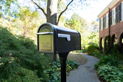 Architectural Mailboxes Chadwick Galvanized Steel Post Mount Mailbox, 8950B-10, Black, Medium Capacity | Galvanized steel build for outside with weather-resistant build and rust-resistant powder-coat finish. USPS approved.