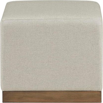 Lexicon 44" Square Coffee Table with 4 Upholstered Stools, Maple Veneer Wood Cocktail Table, Gray Upholstered Stools with Casters, Modern Living Room/Apartment Centerpiece, Full Assembled, Brown