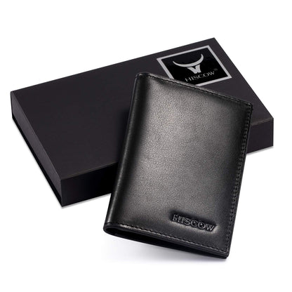 HISCOW Slim Leather Credit Card Holder 4cc for Men & Women, Italian Calfskin (Black)