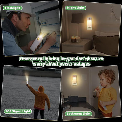 Enhon 3 Pack Emergency Power Failure Night Lights, Motion Sensor Night Light, Automatic Dusk to Dawn, Emergency Lights for Home, Bedrooms, Hallways, Black Outs, Rechargeable