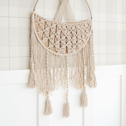 Crane Baby Charlie Farmhouse Macramé Boho Toy Bin with Tassels, Hanging Basket Nursery Decor, Stuffed Animal Storage, Wall Organizer for Playroom, Boho Baby Room Decor& Kids Room Organization