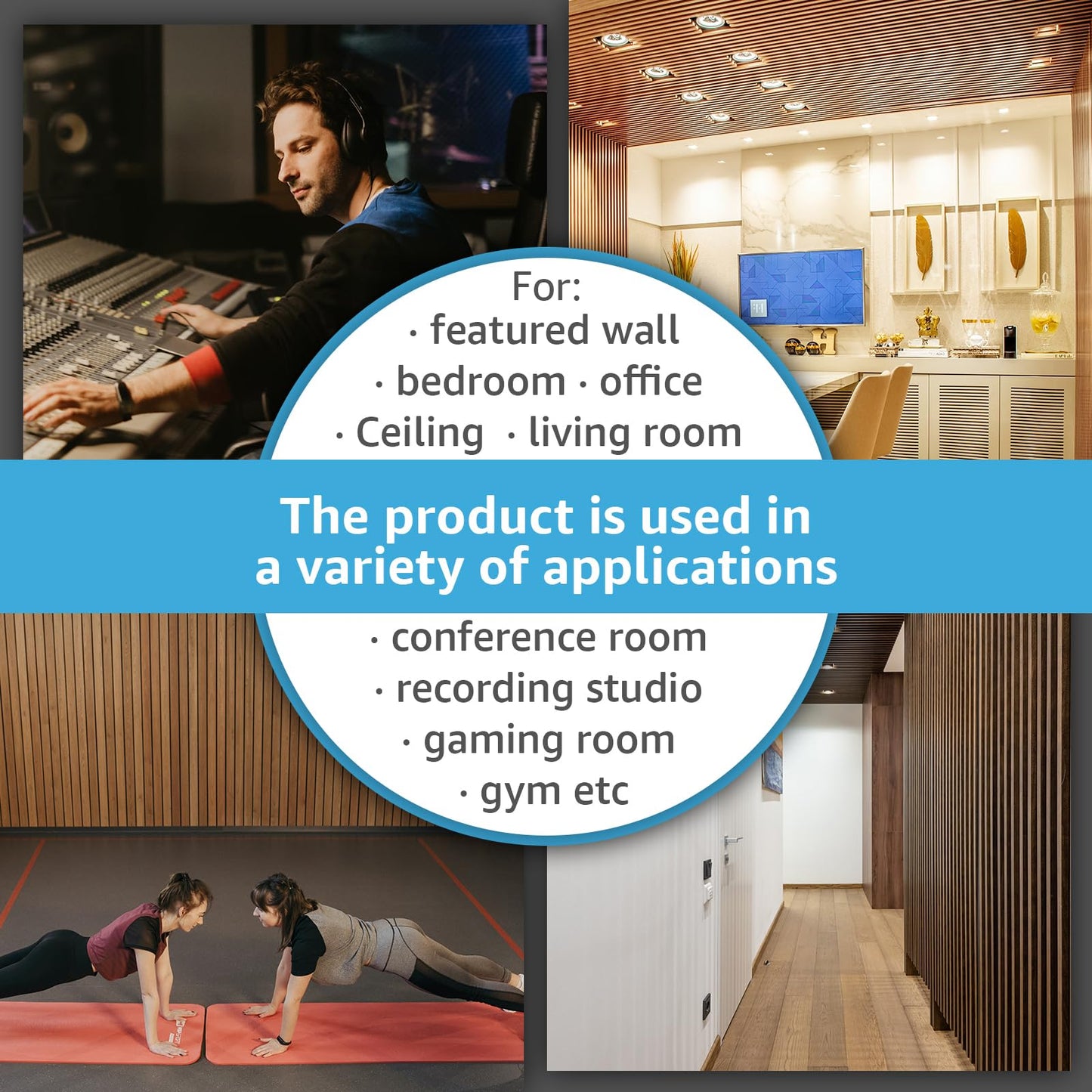 Art3d 4-Pack 48" x 24" Acoustic Wood Panels for Wall, Soundproof Wood Slat Panel for Wall and Ceiling, 3D Fluted Sound Absorbing Paneling for Interior Wall Decor, Living Room, Bedroom - Teak