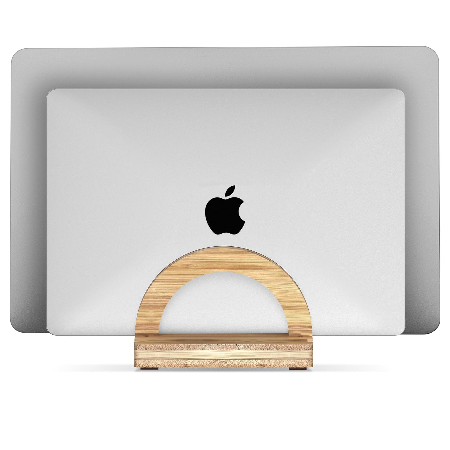 Kothar Premium Wood Vertical Laptop Stand - Adjustable Dual Slot Bamboo Holder for MacBook, Dell, HP, and More | Space-Saving Desktop Organizer | Eco-Friendly, Sleek & Durable Design