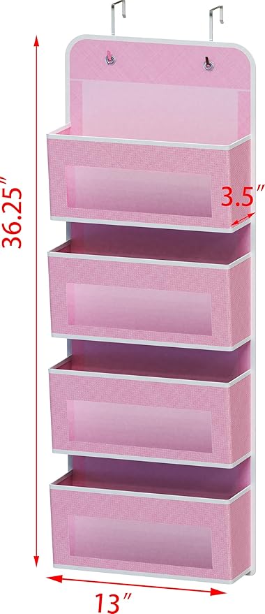 Simple Houseware 4 Clear Window Pocket Over Closet Door Storage Hanging