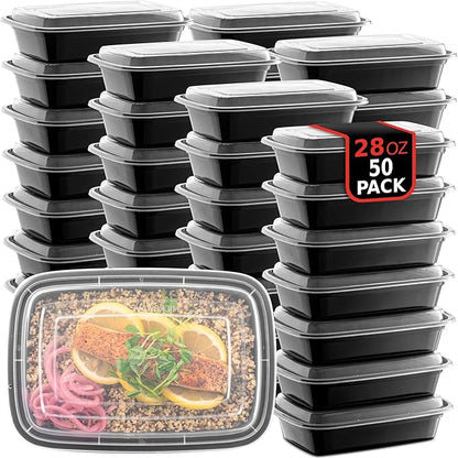50-Pack Reusable Meal Prep Containers Microwave Safe Food Storage Containers
