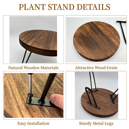FESTLOVE Wood Plant Stand Indoor Outdoor, 12'' Wooden Planter Stands Fit 5-15 Inch Pot, Plant Stool Flower Pot Stand Gardening Display Pedestals for Decor Living Room Balcony, Office, Patio