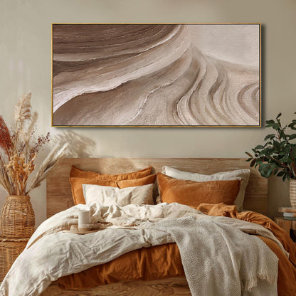 MLART99 Abstract Canvas Wall Art Earth Tone Flowing Texture Design Modern Wall Decor Brown Beige Landscape Artwork Wood Frame Home Decor for Living Room Bedroom Office 24x48 Inch