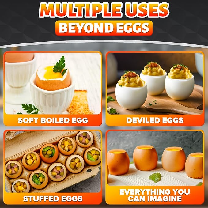 Egg Cracker Tool for Raw Eggs — Egg Shell Opener for Soft-Boiled Shell Tops, Stainless Steel Topper with Ergonomic Adjustable Effort — Easy-Open Design for Breakfast Prep, Custards, & Baking (Silver)