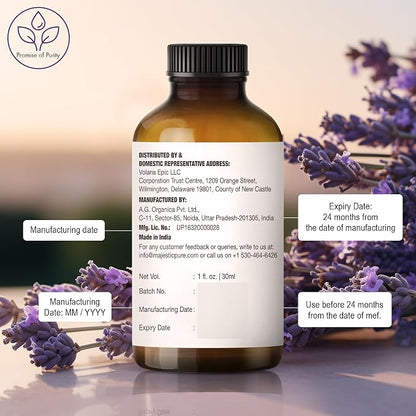 Majestic Pure Essential Oil with Glass Dropper - 100% Pure and Natural - Essential Oils for Diffuser, Aromatherapy, Soap and Candle Making, Lavender Essential Oil, Lavender Oil, 1 Fl Oz