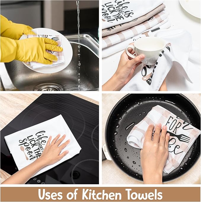 R HORSE 5Pcs Funny Kitchen Dish Towel Set Absorbent Quick Dry Cloth Dish Tea