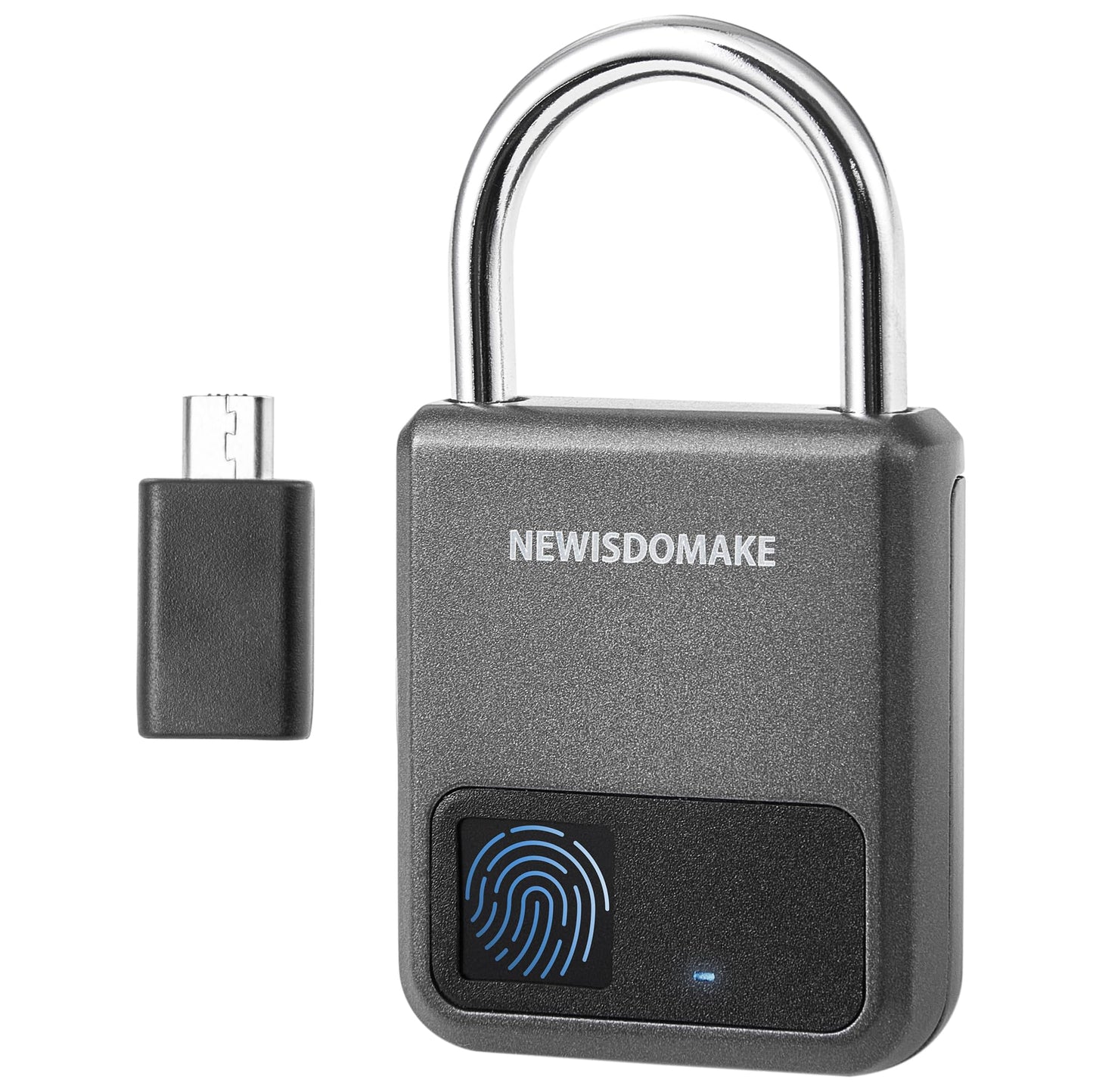 Fingerprint Padlock, Smart Padlock with USB Charging Support, Fingerprint Lock, Biometric Lock Suitable for Luggage, Bookcase, Suitcase, Backpack, Bike, School Locker, Gym Locker Lock(Gray)