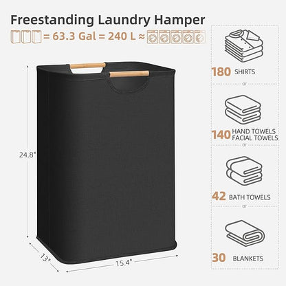 STORAGE MANIAC 3-Pack Large Laundry Hamper, 80L Collapsible Laundry Basket