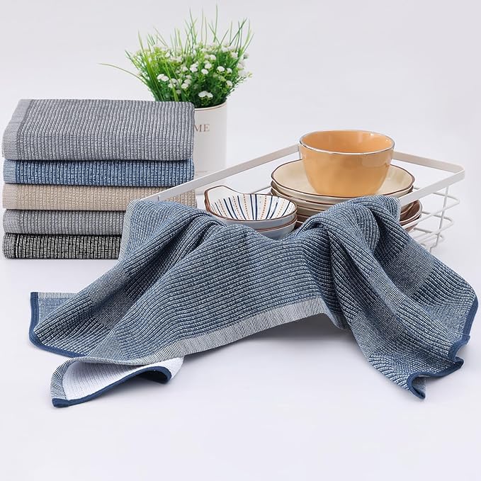 Homaxy Premium Kitchen Towels, Large Cotton Kitchen Hand Towels, Flat and Terry