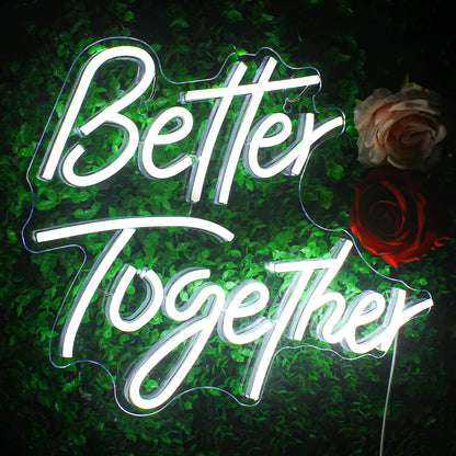 Looklight Better Together Neon Sign,Neon Light for Wall Decor,Wedding Neon Sign,Warm White Led Neon Light USB Letters Neon Signs Led Signs for Wedding,Engagement Party,Birthday