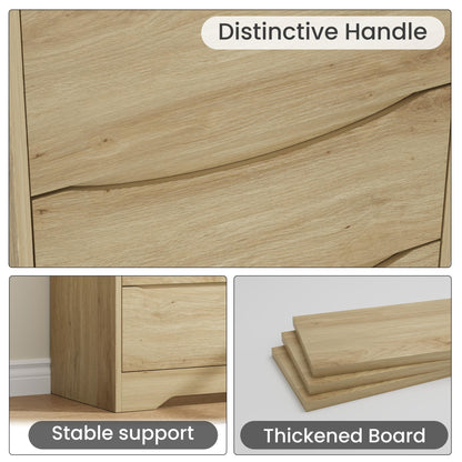 Garvee Wooden Dresser with 3 Drawers, Tall Modern Closet with Deep Storage, Large Chest of Drawers with Wide Top, Long Storage Dresser for Bedroom, Living Room, Hallway, Kids Room, Natural