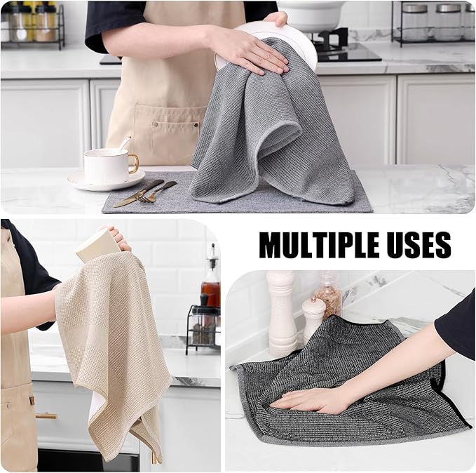 Homaxy Premium Kitchen Towels, Large Cotton Kitchen Hand Towels, Flat and Terry