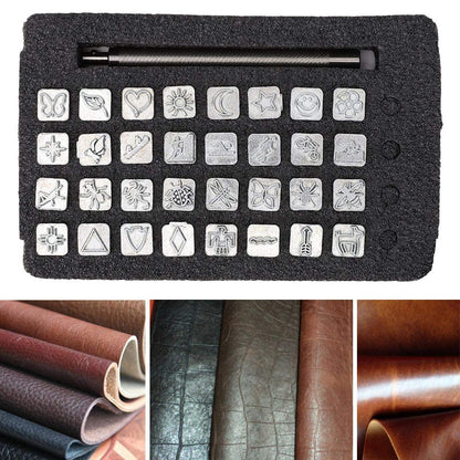 Leather Stamping Tools with Rubber Hammer, 71 PCS Leather Different Shape Saddle Making Stamp Punch Set Leather Carving Tools Leather Stamps Leather Punch Tools (71PC)