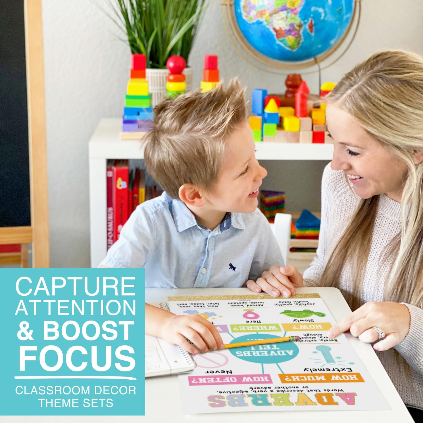 Parts of Speech Posters for Classroom Must Haves -12 Grammar Posters, Writing Process for Homeschool, Elementary & Middle School, ELA 3rd 4th & 5th Grade Teacher Must Haves, Gold Classroom Decor
