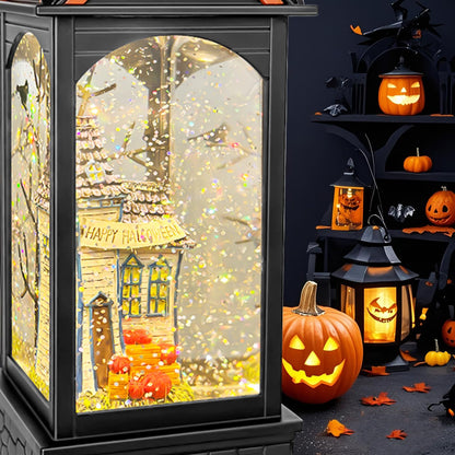 AOMIL Halloween Snow Globe Lantern, Spooky Ghost Halloween Decor, Plug-in & Battery Operated Snow Globes for Halloween Decorations Indoor