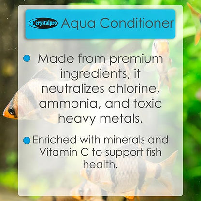 Crystalpro Aqua Conditioner - Treats 5000 Gallons - Aquarium Water Conditioner - Neutralizes Chlorine and Ammonia 16.9 Oz