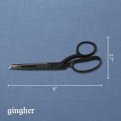 Gingher Featherweight Bent Handle Scissors - 8" Stainless Steel Shears - Sharp Fabric Scissors - Black
