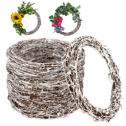KUKLIPJIM 7 Pcs 12 inch Natural Grapevine Wreath Set, Hand-Woven Vine Branch Wreaths for DIY Crafts, Christmas Decorations, Home & Event Styling(White)