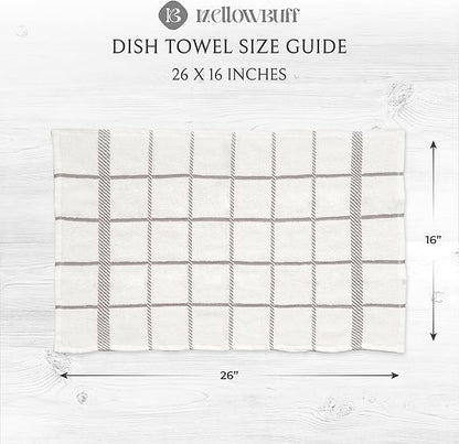 100% Cotton Terry Dish Towels, 4 Pack Checks, 16 x26 Inches, Super Soft and