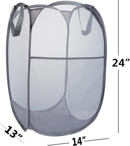 2 Pack Mesh Laundry Basket, Foldable Popup Laundry Hamper