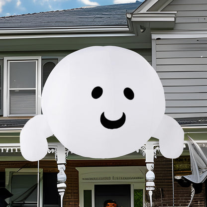 JOYIN Halloween Inflatable Outdoor Decorations, 4.5ft Inflatable Cute Ghost Decoration Lying On The Roof with LEDs, Halloween Blow Up Yard Decor for Parties Roof Decor