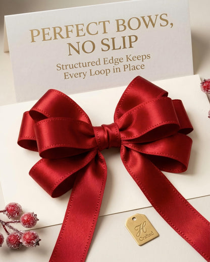 Red Taffeta-Edged Ribbon, 1-1/2” x 50 Yards Double Face Satin Ribbon with Structured Edge, Shape-Holding Ribbon for Bows DIY Crafts Home Decor Apparel & Sewing Gift Wrapping Bouquets