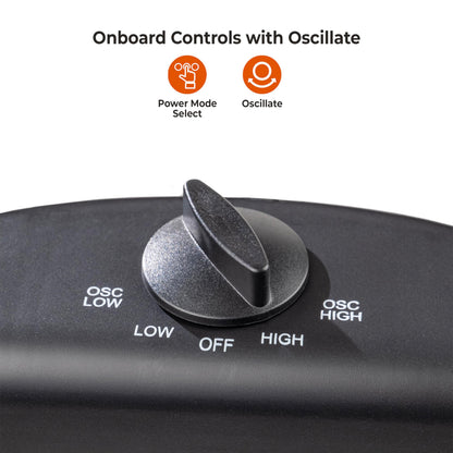 Comfort Zone Oscillating Portable Space Heater, Flat Panel, Halogen, Infrared, Electric, Adjustable Tilt, Overheat Sensor, Stay-Cool, & Tip-Over Switch, Ideal for Home, Bedroom, & Office, 800W, CZHTV9