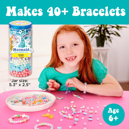 Creativity for Kids Mermaid Bead Jewelry Jar: Create 40+ Friendship Bracelets for Girls, DIY Girls Beads Jewelry Making Kit, Spring Crafts & Mermaid Gifts (Ages 6+)