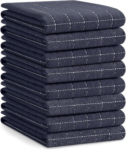 Homaxy 100% Cotton Terry Kitchen Towels, Checkered Designed, Soft and Super
