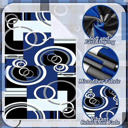Boyiee Set of 6 Black Gray Blue Kitchen Towels Modern Geometric Dish Hand