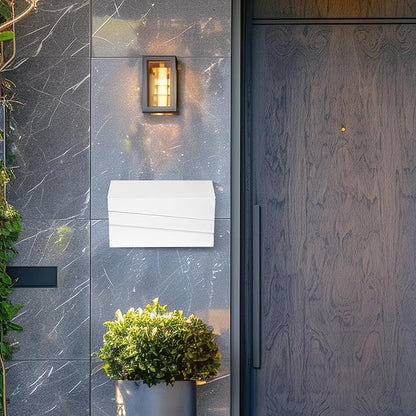 Wall-Mounted Mailbox, White Modern Large Capacity Drop Mailboxes for Outside, Rust-Proof Galvanized Steel Post Box (No Keys Locking)